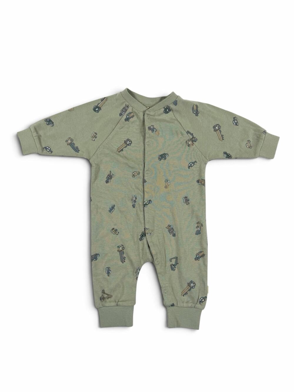 NEW Wheat Lou Baby Organic Cotton Cars Jumpsuit Dusty Green 3 months